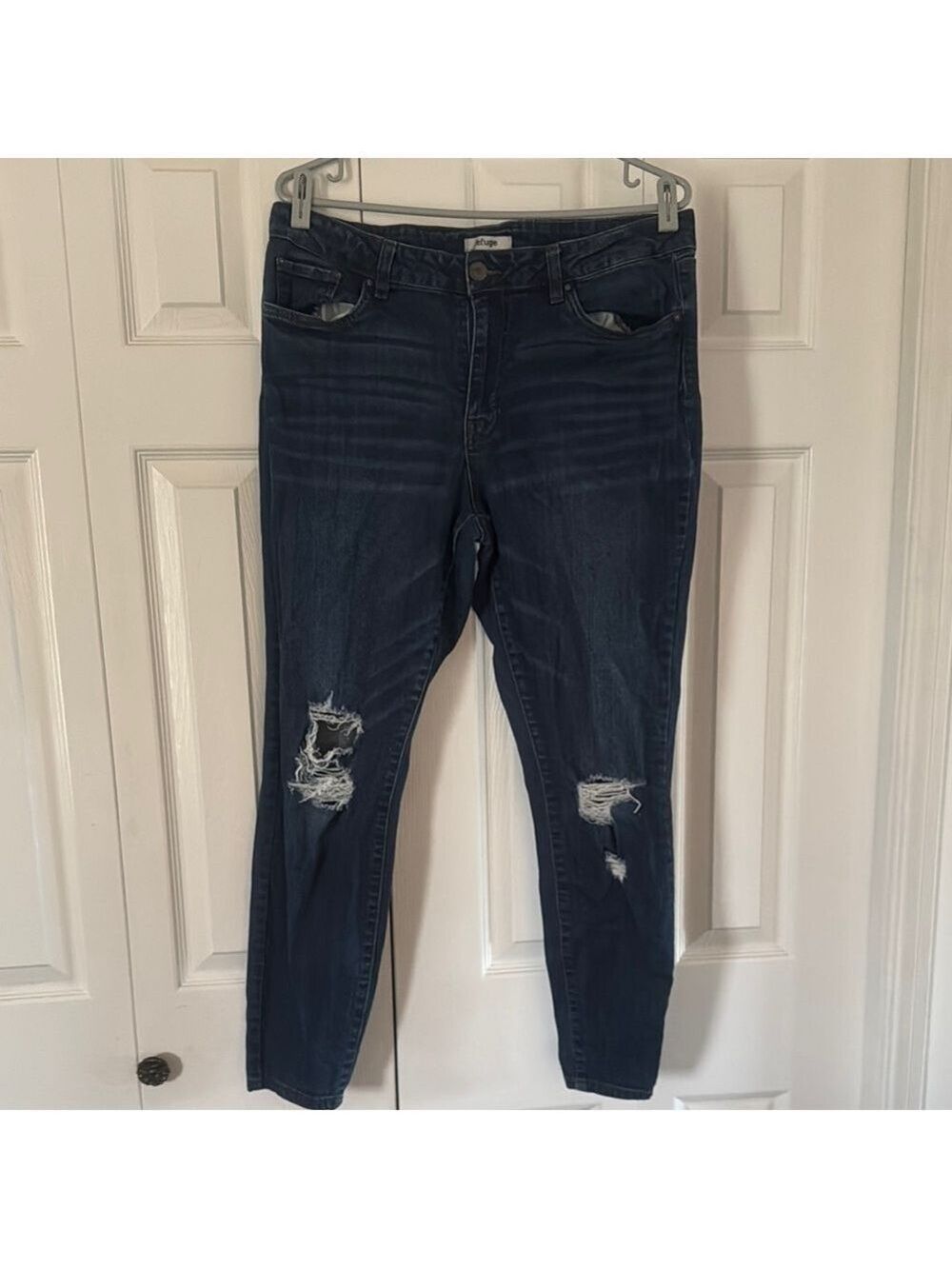 Refuge Blue Skinny Jeans with Distressed Details